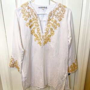 Barbara Gerwit Tunic Top Gold Beading and Embroidery XL Excellent Condition